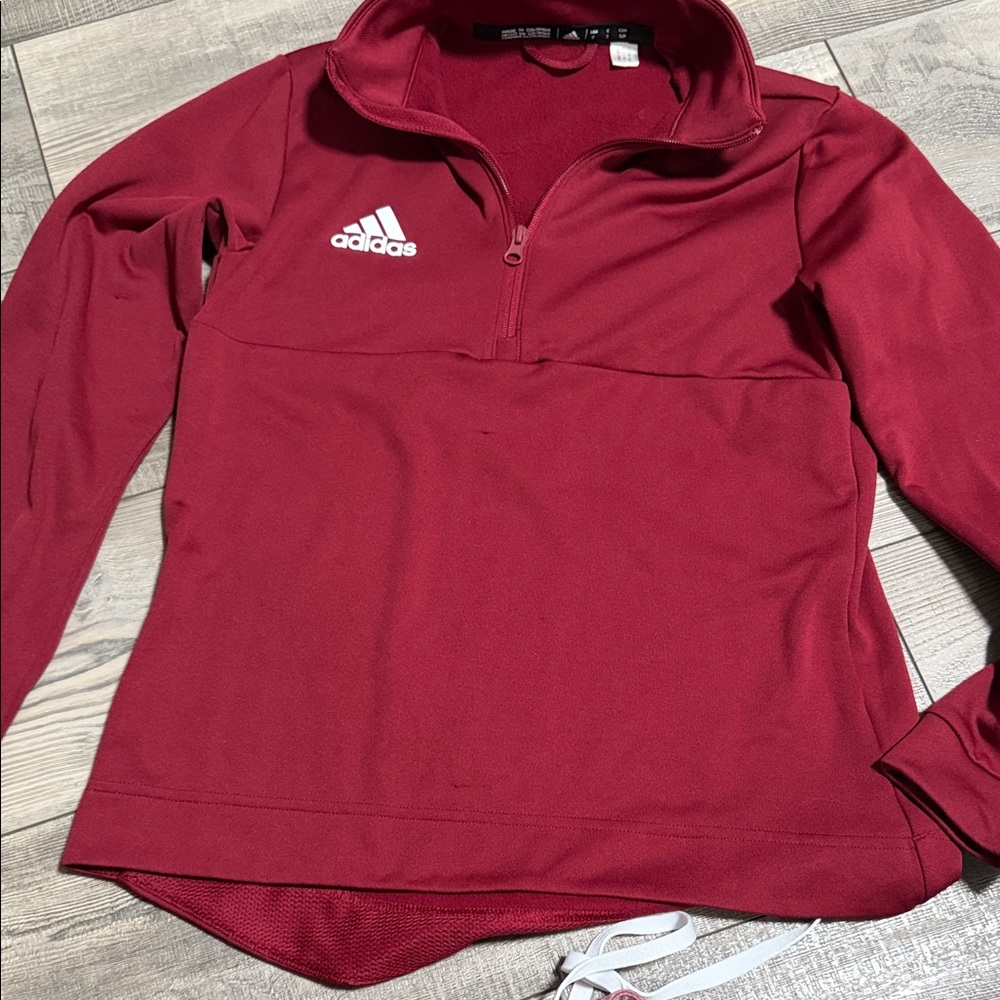 Adidas Maroon Quarter-Zip Pullover